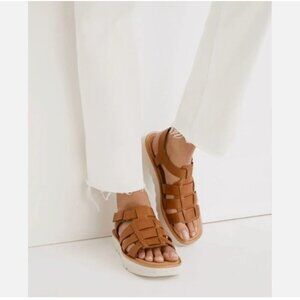 Madewell Sandals Fisherman Flatform Woven Leather ND965 Brown Size 8